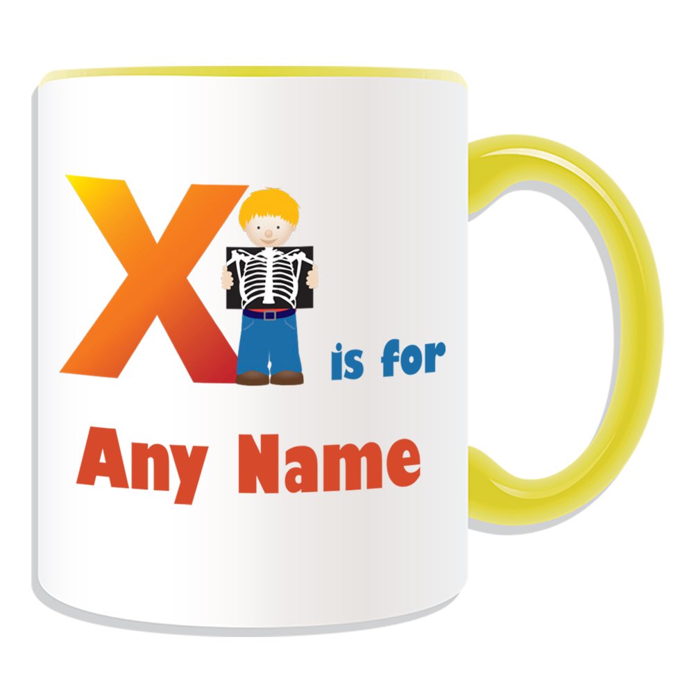 Personalised Gift - Letter X For Mug (Alphabet Design Theme, COLOUR OPTIONS) - Any Name / Message on Your Unique - A B C D E F G H I J K L M N O P Q R S T U V W X Y Z Initial Cute Symbol Phonetic X-ray Xray