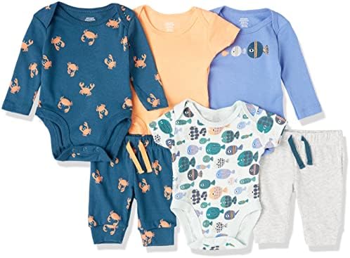 Amazon Essentials Unisex Babies' Cotton Layette Outfit Sets, Pack of 6