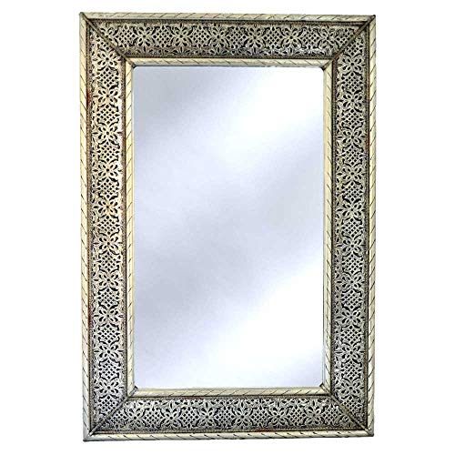 Generisch L'Orient Pisa Miroir mural argenté 80 x 50 cm Idéal pour votre couloir ou votre salon En bois massif et revêtu de métal Mayshort Élégant Miroir vestiaire...
