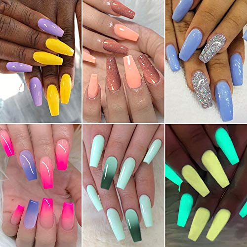 Amazon Com Dip Powder Nail Colors Set Azurebeauty 10 Dipping Powder Refill Kit For Starter Color Changing Glow In Dark Glitter Powder For French Nail Art Easy Apply Dip Manicure No Nail Lamp