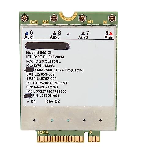 L860 GL Network Card, tarjeta M.2 para laptop con velocidad de 1 Gbps descarga y 150 Mbps subida, bandas LTE FDD B1 a B66 y TDD B38 a B42 miniatura 7