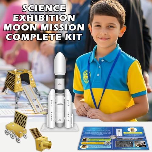 Image of Kit4Curious Moon Mission Science Kit with 50+ DIY Experiments - Space STEM School Project & Science Exhibition Models | Educational Learning Toy for Boys & Girls
