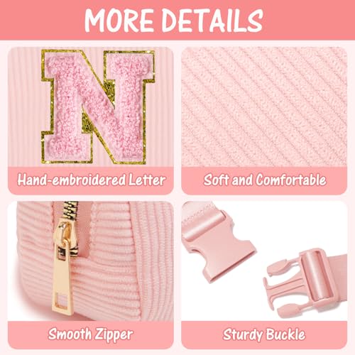 Image of Gitus Gifts for 10-16 Year Old Girls: Christmas Gifts for Teen Girls & Women - Fanny Pack with Initial Letter Patch Belt Bag Crossbody Bag - Trendy Stuff (Light Pink-N)