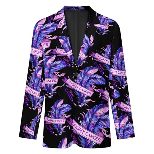 Fight Cancer Ribbon for Cancer Awareness Mens Casual Blazer Button Suit Jacket Lightweight Sport Coat for Work Business4