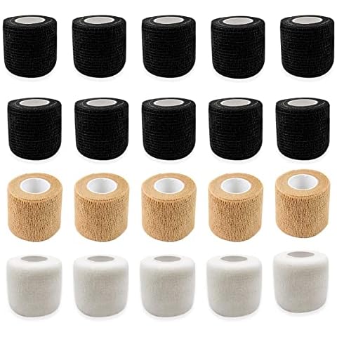 Wensdr 20 Rolls 2" x 5 Yard First Aid Cohesive Adherent Bandage Tape Wrap Breathable Athletic, Ankle Wrist Bandages for Sports Outdoor Activities Cover