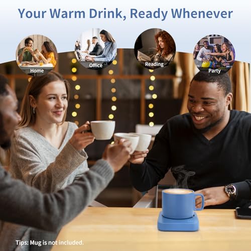 Image of VOBAGA Coffee Mug Warmer, 4 Hours Auto Shut Off Cup Warmer for Office Home Desk with 3 Temperature Settings, Electric Beverage Warmer for Cocoa,Tea, Milk, Soup, for Coffee Gifts, Sky Blue (No Cup)