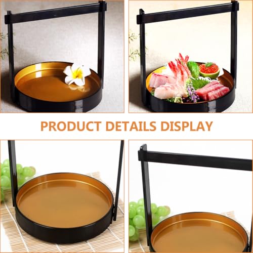 Bandeja para sushi estilo japonés pequeña de plástico dorado miniatura 3