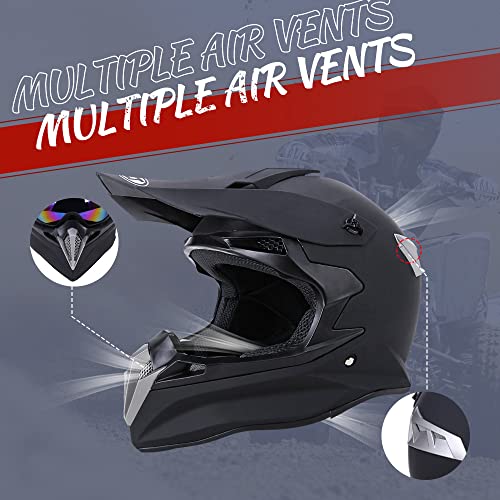Oumurs Adult Dirt Bike Helmet With Goggles Gloves & Mask Adjustable Sun Visor Motorcycle Adult Atv Helmet Off-Road Motocross Downhill Moped Mx Bmx For Unisex-Adult-Matte Black-188, Xxl #TOP1