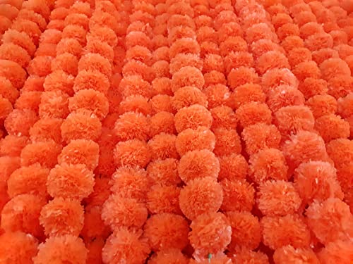 5 Pc Marigold Garland 5 Ft Long Strands of Artificial Marigold Flowers, Diwali Decorations Home