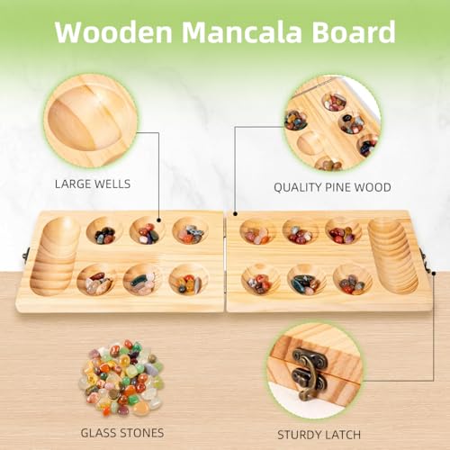 Juego de mesa Mancala para niños y adultos de madera miniatura 2