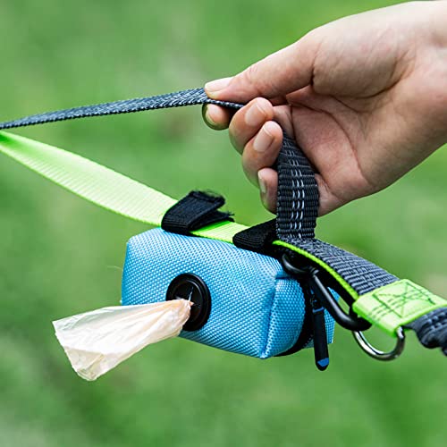 Image of Love Dream Dog Poop Bag Holder Leash Attachment, Pet Waste Bag Dispenser, Fits Any Dog Leash for Waiking Running and Hiking (Black+Blue)