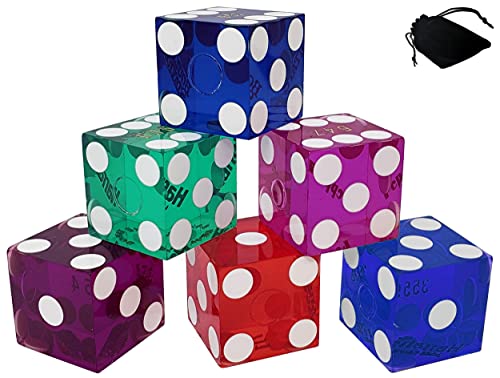 Dados de casino de Las Vegas y juego de 6 dados aleatorios con bolsa para coleccionistas
