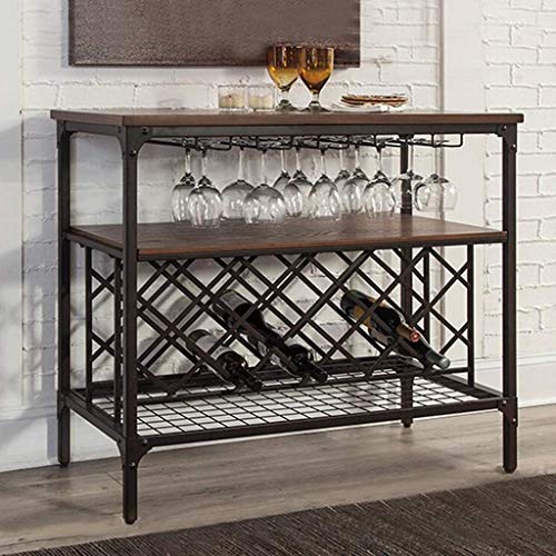 Estante para vino de hierro y madera 80x40x90cm miniatura 2
