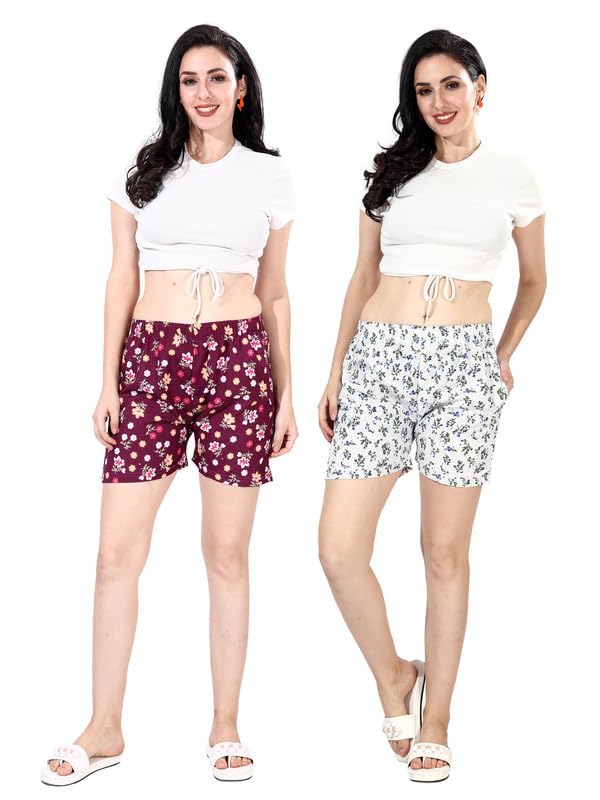 Girls Shorts Combo | Soft Premium Poly Cotton Nightwear Set for Women & Girls | Comfortable Sleepwear Shorts for Home & Lounge