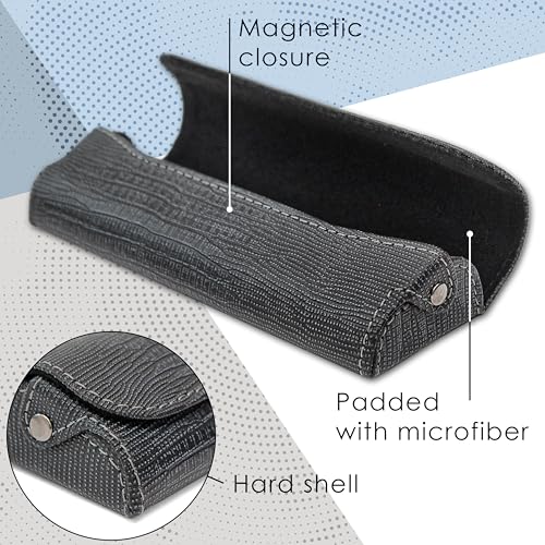 Image of Orsus Reading Glasses Hard Case, Premium PU Leather Horizontal Eyeglass Holder with Magnetic Closure for Women and Men