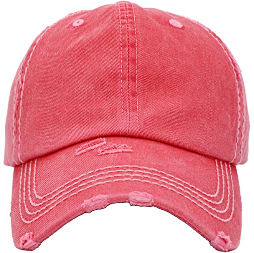 Image of KBETHOS Vintage Washed Distressed Cotton Dad Hat Baseball Cap Adjustable Polo Trucker Unisex Style Headwear