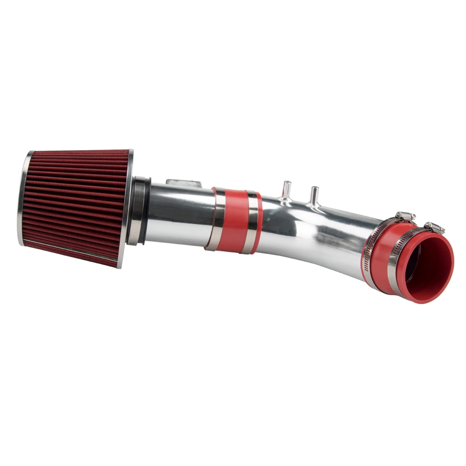 Admisión de aire frío para Accord 04-07, kits de sistema de filtros de admisión de aire frío para Accord 2004 2005 2006 2007 2.4L, aluminio pulido de alto flujo de 2.75 pulgadas (rojo)
