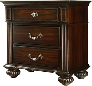 BOWERY HILL Transitional 3 Drawer Wooden Bedside Nightstand in Dark Walnut