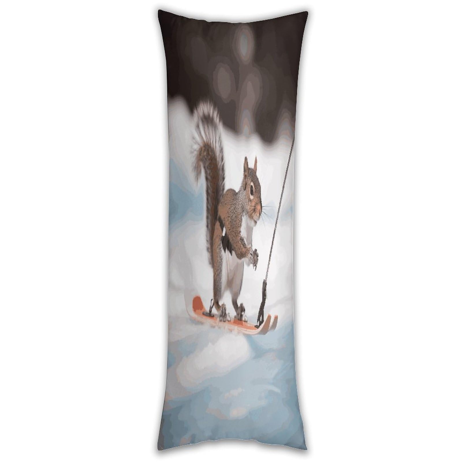 Skiing Squirrel Long Pillow Case with Zipper Ultra Soft Microfiber Long Pillow Cover Breathable Body Pillow Protector Soft Wrinkle Pillowcase for Bed Sofa Bedroom 53 X 19 in