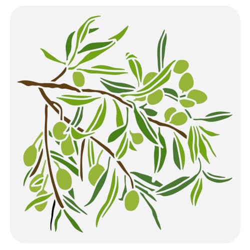 FINGERINSPIRE Olive Tree Branch Stencil for Painting 30x30cm Reusable Olive Tree Pattern Drawing Template Plastic PET Tree Branches Painting Stencil Plant Theme Template for Home Decoration