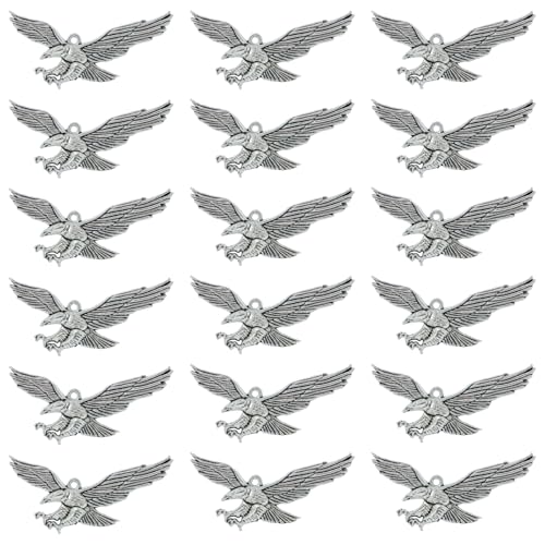 Honbay 30PCS Antique Silver Alloy Eagle Charms Pendant Metal Big Bird Pendant for Necklace Keychain Crafts