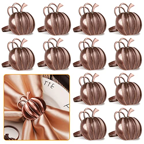 Halloween Pumpkin Napkin Rings Set of 12, Fall Napkin Holder for Holiday Party Daily Use Table Decorations