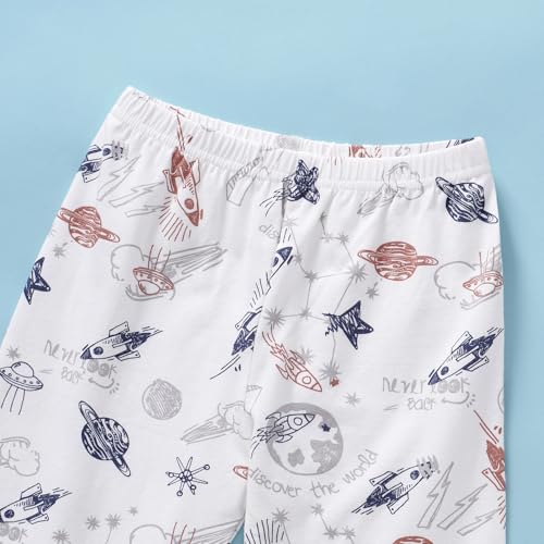 Kids Cotton Pajama Set Short Sleeve Top with Pants Toddler Boys Pjs Sleepwear4