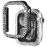 Ya en manzanajugosa.com: NewWays Paquete de 2 fundas brillantes de lujo para Apple Watch Series 7, 8, 9 de 41 mm, doble fila de cristales brillantes de alta calidad, funda protectora delgada para mujer, color negro y