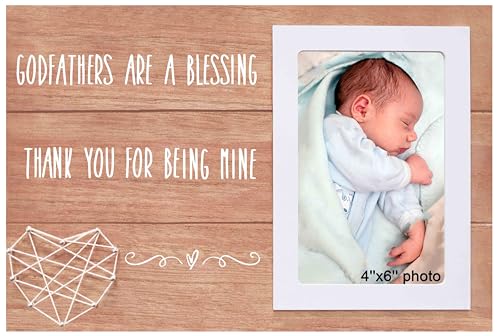 NZY 2026 Father's Day Present for Godfather from Godchild,Godfather Appreciation Present,Baptism Blessing Gift,Thank You for Being Mine,Birthday Christmas Gift,Wooden Picture Frame Photo Frame