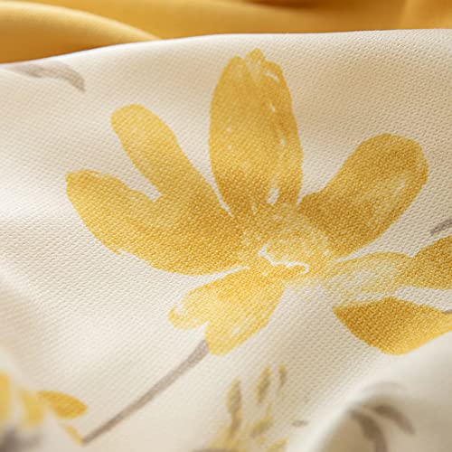 Suouo Yellow Floral Valance Curtain For Kitchen Dining Bedroom Living Room Chenille Printed Grey Leaf Small Windows Tier Drapes Rod Pocket 1 Panel 52 X 18 Inch Length Sunflower #TOP7