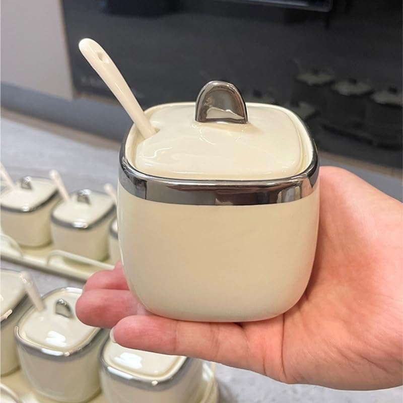 Ceramic Seasoning Container Household Kitchen Square Flavoring Jar