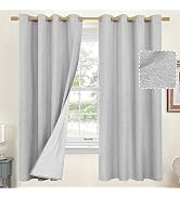 QUEMAS Linen Curtains 36" Length - Light Filtering Burlap Style, 42" Wide Per Panel, 2-Panel Set, Natural Color - View #3
