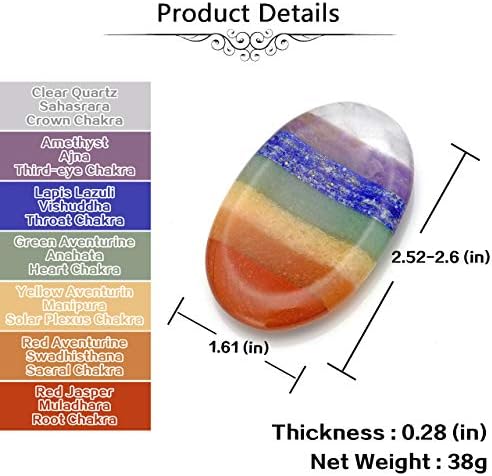 CrystalTears Chakra Healing Crystals Thumb Worry Stone Anxiety Oval Pocket Palm Stone Polished Tumbled Chakra Worry Stone for Stress Reilef Meditation Crystal Therapy