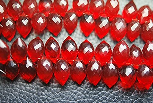 Quartz rouge rubis 11-12mm : perles briolettes facettées pour création bijoux