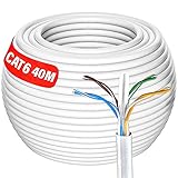 costo cable ethernet 40 metros 【Cable RJ45 40 Metros】Los cables de par trenzado sin blindaje (UTP) se usan comúnmente por sus propiedades de reducción de ruido. Los cables UTP minimizan las interferencias que pueden afectar negativamente la calidad de la señal. Y no se requiere conexión a tierra, lo que hace que nuestros cables sean fáciles de instalar en su hogar u oficina. Debe preparar su propio conector RJ45. Los cables Cat6 funcionan con todos los dispositivos con puertos RJ45: enrutadores, módems, consolas de juegos.