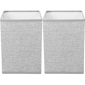 OSALADI Drum Lamp Shades 2Pcs Square Linen Lampshades Fabric Cloth Light Cover Chandelier Cover for Table Floor Light Grey White s