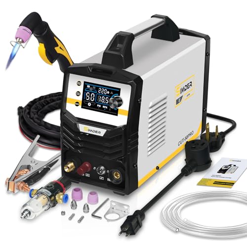 SSIMDER Plasma Cutter, 50 Amp Non-Touch Pilot Arc 110V/220V Plasma Cutter Machine, Large LED Display and 2T/4T, 3/4 inch Maximum Cut, IGBT Inverter Cutter for Repair, Metal Fabrication, Beginner, DIY
