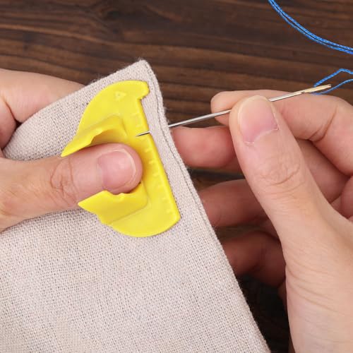 3 Teiliges Nähfingerlineal für Gleichmäßige Stiche, Mini Daumenstichführung 2/3/4mm Fingerlineal Vorlagenset für Präzises Handnähen und Quiltwerkzeug (Gelb)