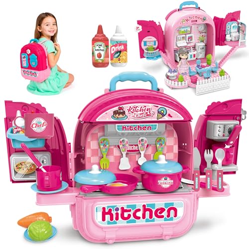 OLEOCA Kitchen Chefs Backpack Toy — 3 in 1 Kitchen