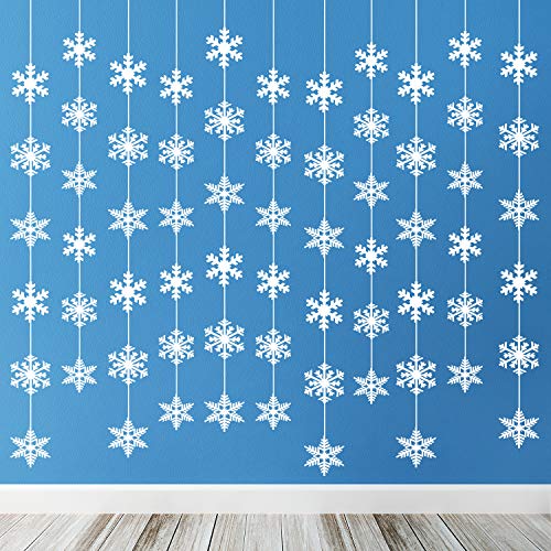 TUPARKA 12PCS Snowflake Hanging Decorations Frozen Birthday Party Supplies Winter Wonderland Party Decorations White Christmas Snowflake Decorations Snowflake Garland Hanging Decorations