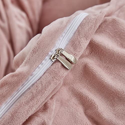 Houseri Pink Duvet Cover Twin Velvet Blush Pink Bedding Fluffy Light Pink Duvet Covers Dusty Pink Flannel Bedding Sets Twin Fuzzy Bedding Cover For Teen Girls Pink Duvet Cover Set Warm Plush Twin Size #TOP5