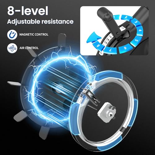 Image of ERGOLIFE Air & Magnetic Resistance Exercise Bike, Compact Stationary Spin Bike for Home with Exclusive App, Indoor Cycling Bike for Cardio Workout, 300lbs Weight Capacity, Tablet Holder & Low Noise