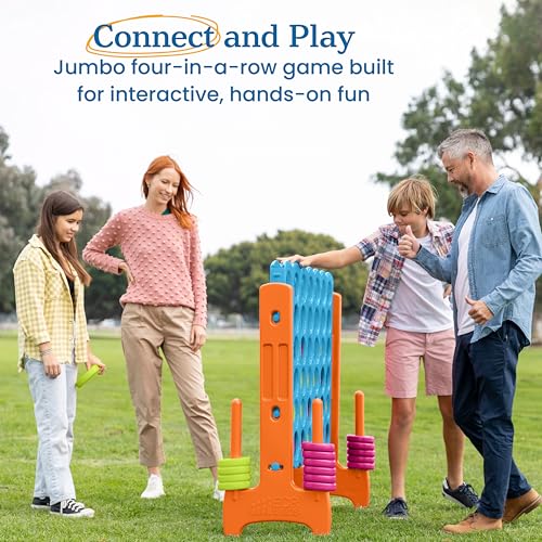 Image of ECR4Kids Jumbo 4-to-Score Giant Game with 42 Rings and Reset Sliders, Kids Games, Vibrant