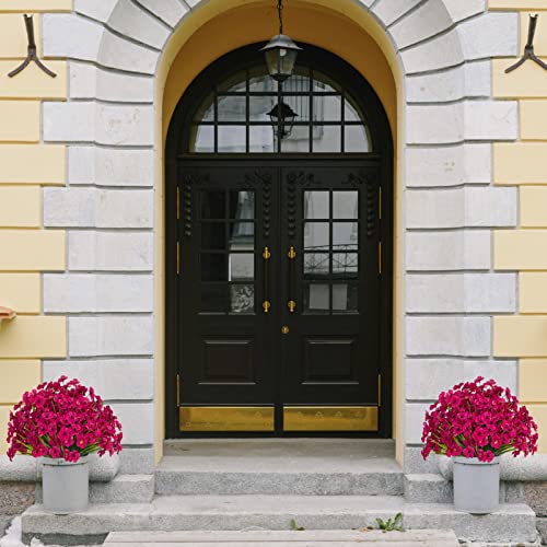 15 Bundles Artificial Flowers Uv Resistant Outdoor Plants No Fade Faux Plastic Shrubs Fake Silk Flowers Window Box Garden Porch Home Decoration(Fuchsia) #TOP3