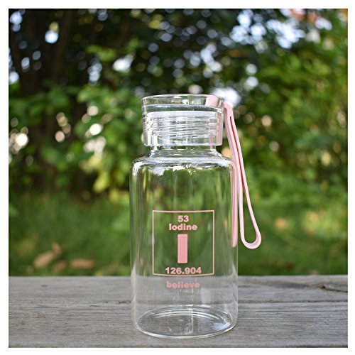 Botella de agua de vidrio para bebidas y exprimidor uso juntas de silicona con silicona Carrying Loop, Rosado