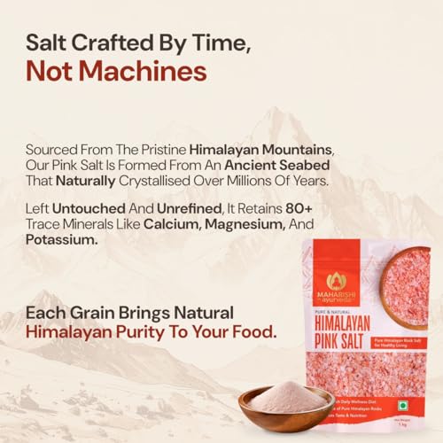 Image of Maharishi Ayurveda Himalayan Pink Salt | Pure, Unrefined Sendha Namak | Mineral-Rich Natural Salt for Daily Cooking | 1 kg
