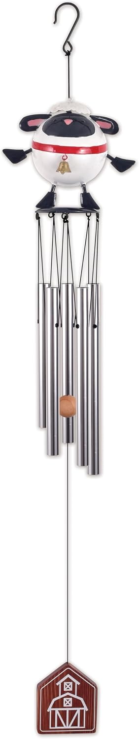 Sunset Vista Designs Windchimes - Belly Acres Farm Friends Ball-Shaped Wind Chime, 36" Long, Pork Chop Pig