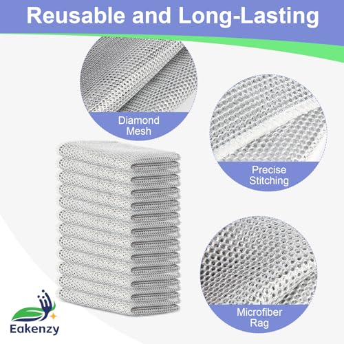 12 Pack Steel Wool Scrubber, Double Layer Non-Scratch Wire Dishcloth, Multipurpose Kitchen Towels, Dish Cloths for Washing Dishes, Cleaning Supplies for Sinks, Dishes, Stove Top, 7.87*7.87 Inch