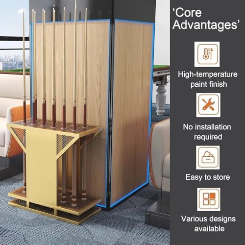 Freestanding Pool Cue Rack Hold, Storage Rack Billiards up to 12/18 Cues Sticks Pool Cue, for Indoor Living Room, Bar, Game Room, Sports Venue(Black,Large)