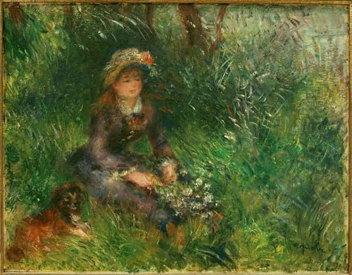 Imprimé Sur Toile Aline Charigot Au Chien Renoir Grand Format 60x90cm pour Salon et Bureau